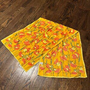 1970s vintage yellow and orange made in Japan floral scarf.